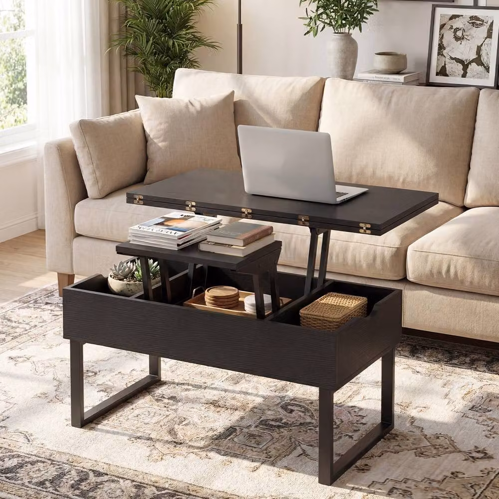 Costway 3-in-1 Convertible Lift Top Coffee Table in Black – 7