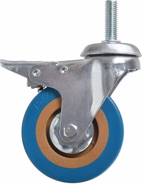 FLAVORA 4 Pack Multicolour Blue Mobile Caster Wheels with Threaded Stem