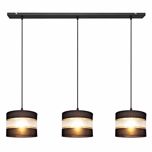Netlighting Helen Straight Bar Pendant Ceiling Light in Black and Gold/Brass, 65 cm