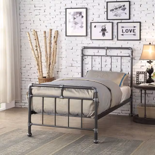 Flintshire Furniture Cilcain Industrial Metal Single Bed in Black and Silver