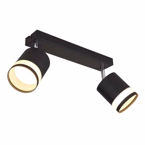 Globo Lighting Lucero Twin Ceiling LED Spotlight in Black and White, 2x GX53, Warm White, W/D/H: 30 x 18.5 x 14 cm