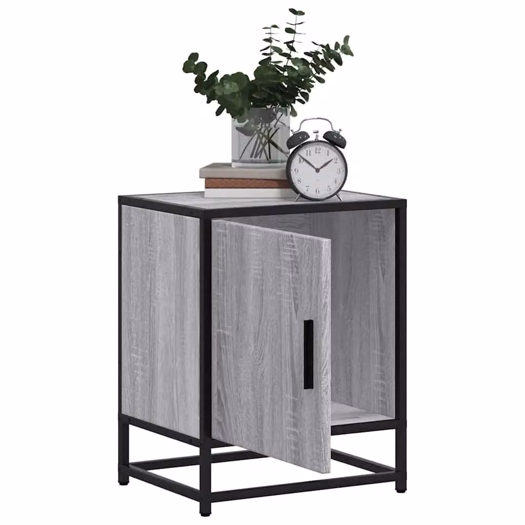 Berkfield Home Grey Sonoma Bedside Cabinet in Engineered Wood and Metal, W/D/H: 40 x 31 x 50 cm – 4