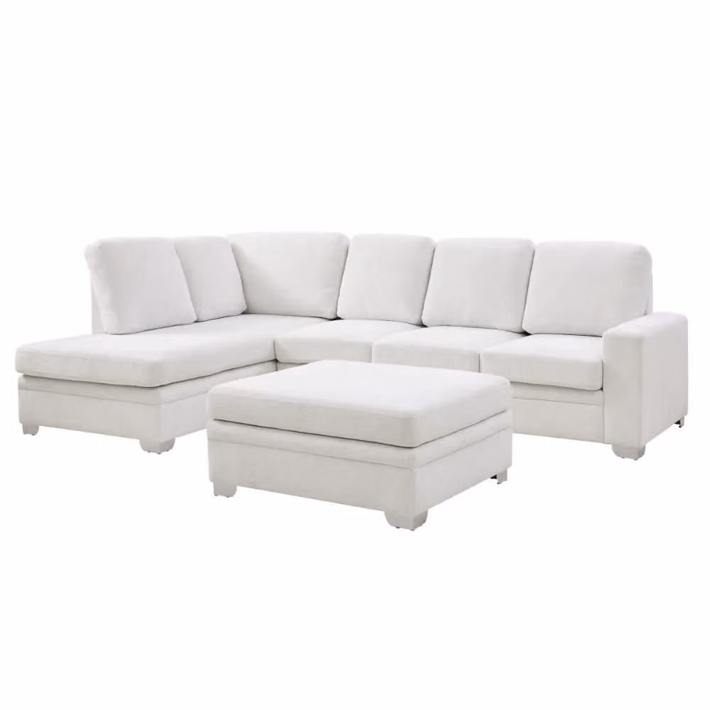 Home Detail Alcott Rectangular Footstool in Cream and White – 2