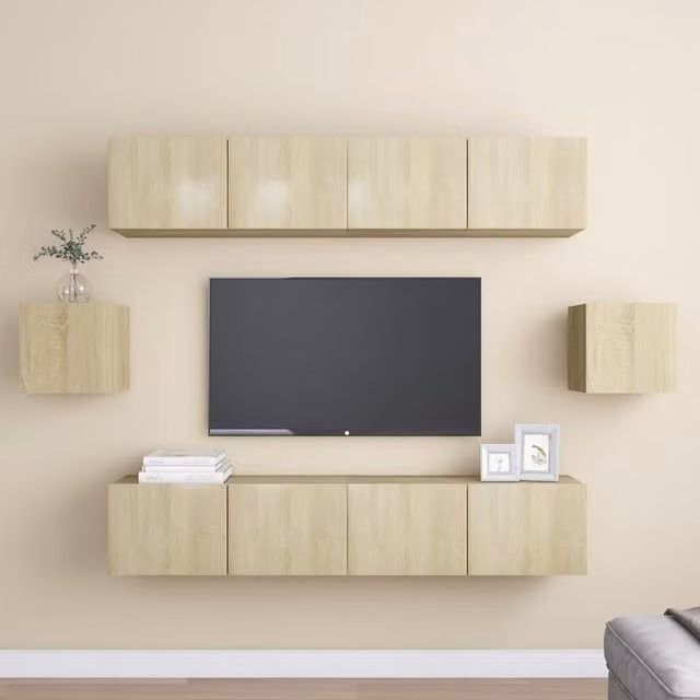 Berkfield Home 6 Piece Sonoma Oak TV Cabinet Set in Brown