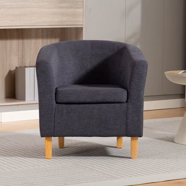 Artemis Home Millie Tub Accent Chair in Anthracite Grey Fabric with Solid Wood Frame