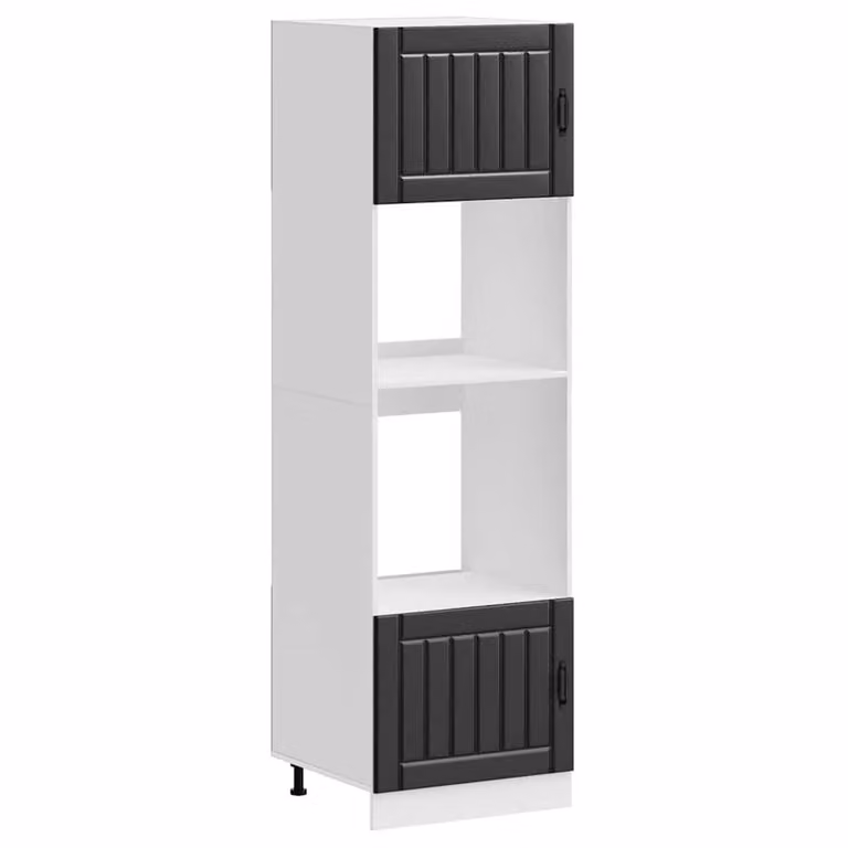 Berkfield Home Kalmar Black Oven Cabinets, Set of 2, Matt Engineered Wood Appliance Housing Units