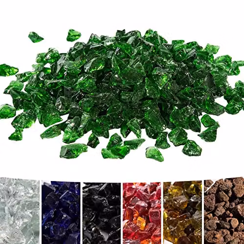 Teamson Home Green Tempered Fire Glass Lava Rocks for Outdoor Gas Fire Pits, 4 kg – 2