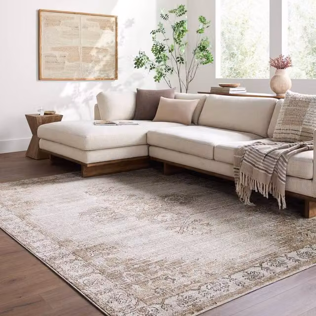 Livabliss Fifth Avenue Vintage Boho Living Room Rug in Brown, White, Grey and Beige, W: 155 cm, D: 220 cm – 1