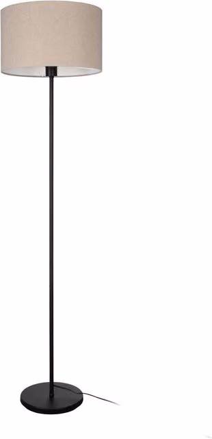 Loops Modern Black Floor Lamp with Fabric Cylinder Shade – 1