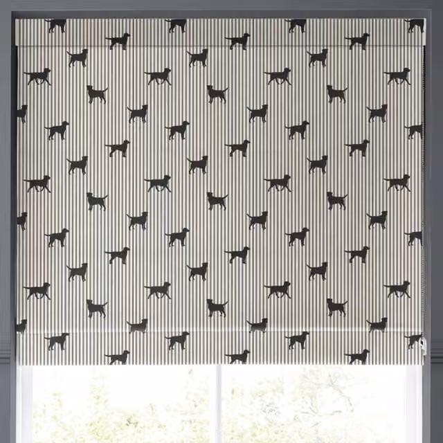 Emily Bond Marley Made to Measure Blackout Roman Blind in Black and Grey Graphic Design