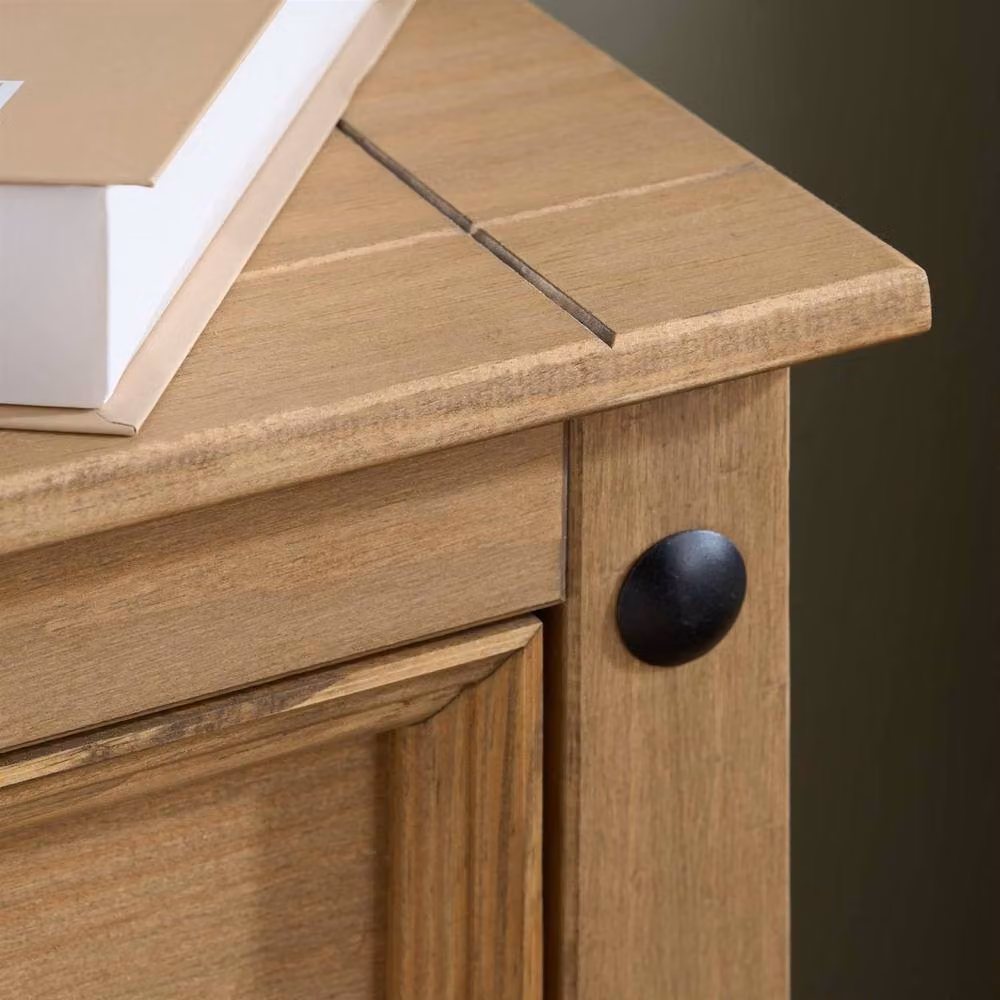 Birlea Corona Large 1 Drawer Bedside Cabinet Pair in Natural Wood and Black – 3
