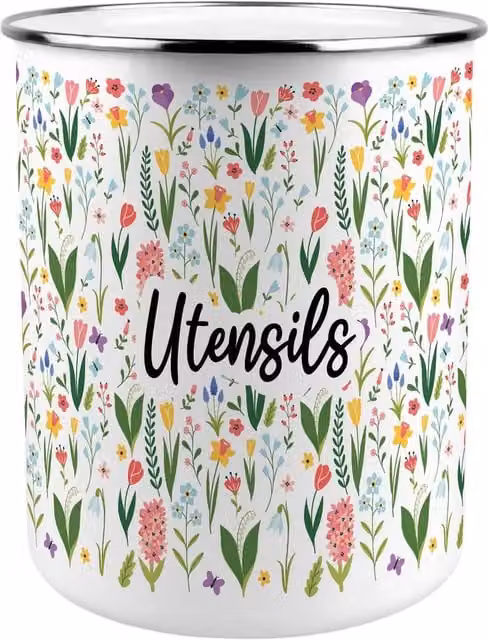 Purely Home Spring Flowers Ceramic Kitchen Utensil Holder - Multicoloured