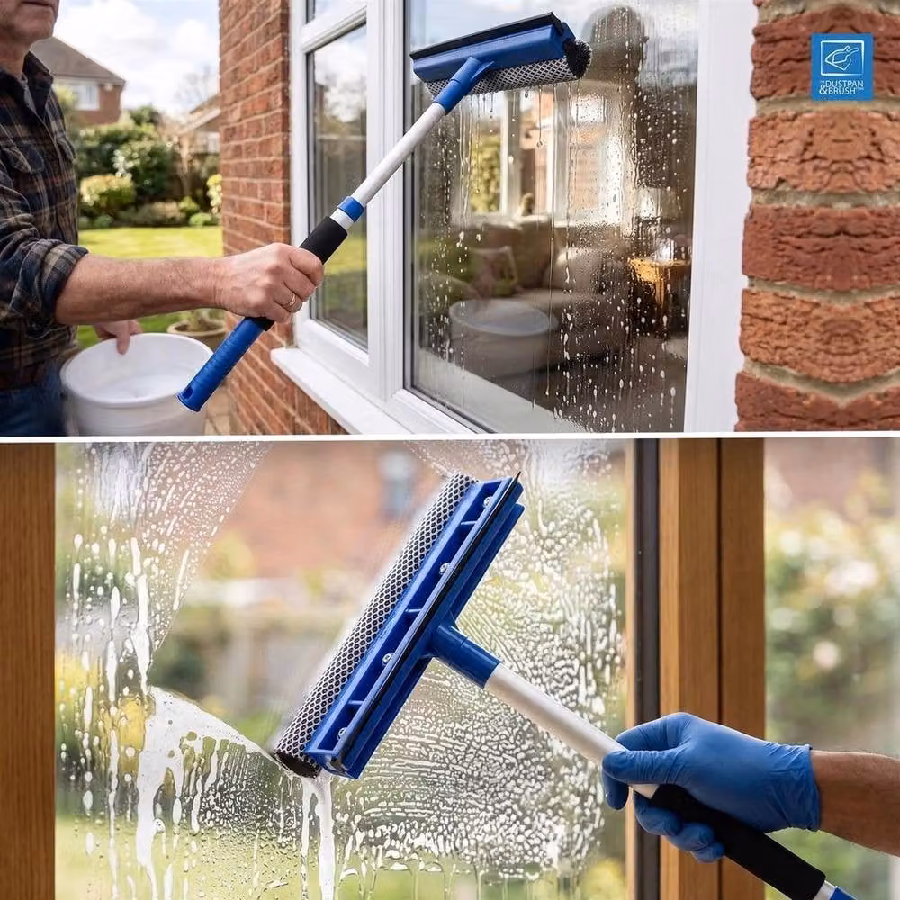 PAWNORA Window Squeegee Cleaner with Microfibre and Telescopic Handle, Blue – 5