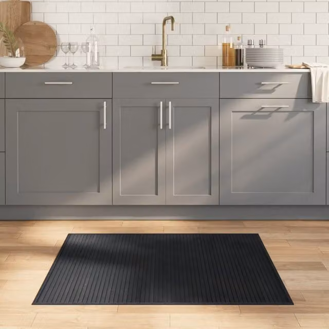 Berkfield Home Rectangular Bamboo Rug in Grey, W/D: 100 x 80 cm – 1