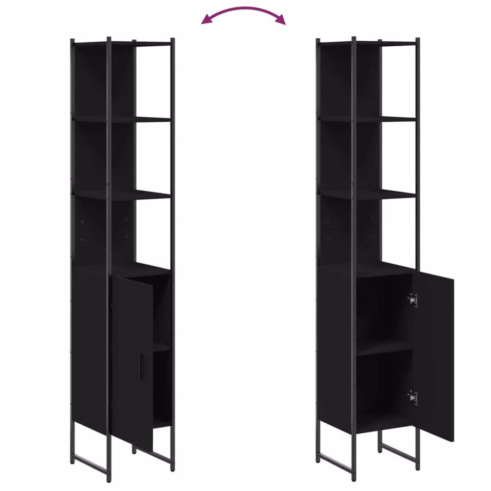 Berkfield Home Sturdy Black Bathroom Cabinet with Hinged Doors and Internal Shelves W/D/H: 33 x 33 x 185.5 cm – 3