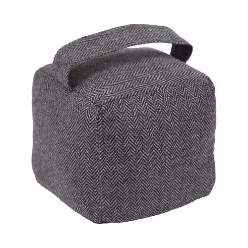 Nicola Spring Grey Herringbone Fabric Weighted Door Stop