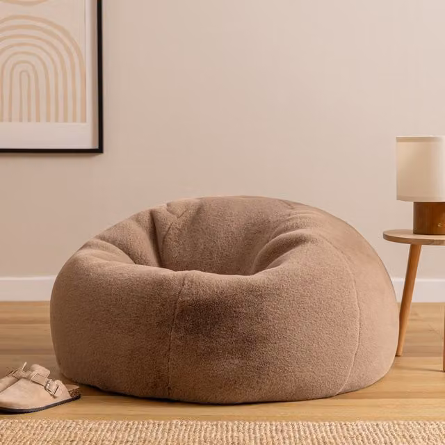Icon Kingston Classic Dome Bean Bag in Mocha Brown Faux Fur