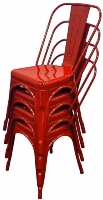 PAWNORA Set of 4 Red Metal Industrial Tolix Style Dining Chairs – 1