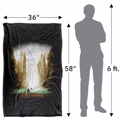 LOGOVISION Lord of the Rings Fellowship Kings of Old Super Soft Fleece Throw Blanket, Multicolour, W: 91.44 cm, L: 147 cm – 4