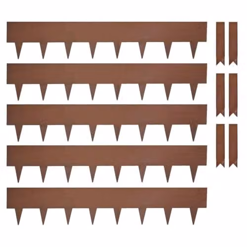 Nicoman Metal Garden Border Edging Set for Lawns and Raised Beds, 5 x 100 cm Panels, Height: 20 cm, Available in Brown, Black or Bronze