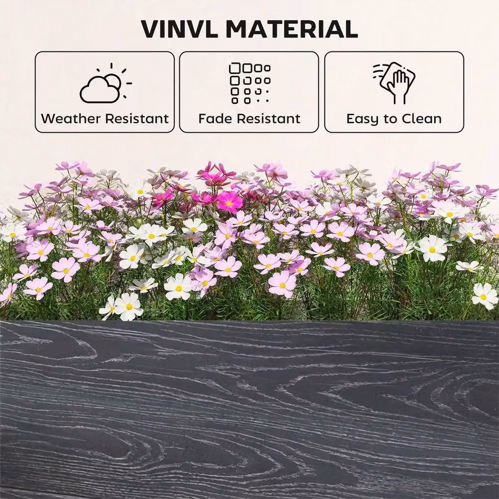 Kelvenix Vinyl Raised Garden Bed Kit in Dark Grey – 4
