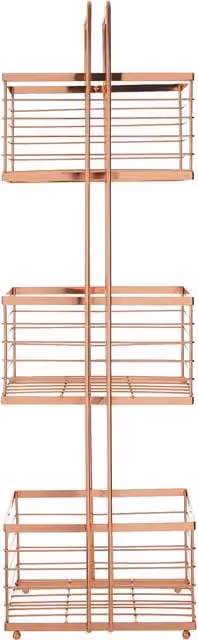 Orsina Dara Freestanding Slatted Metal Storage Caddy with Handles in Gold