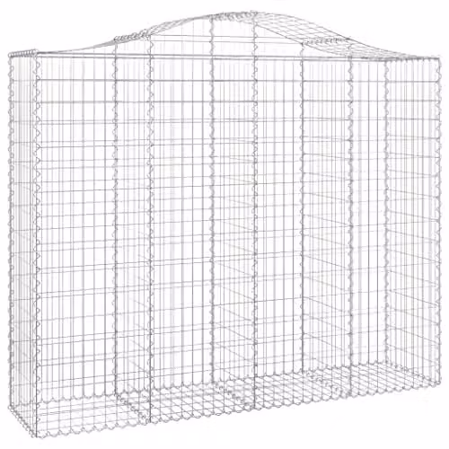 vidaXL Arched Gabion Baskets, 3 Pieces, Silver Galvanised Steel, W: 200 cm, D: 50 cm, H: 160-180 cm