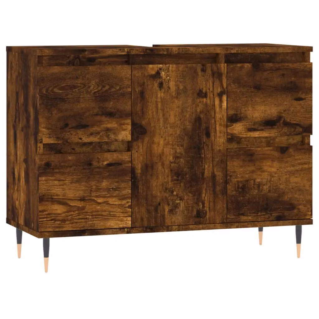 Berkfield Home Smoked Oak Bathroom Cabinet in Brown, W/D/H: 80 x 33 x 60 cm – 2
