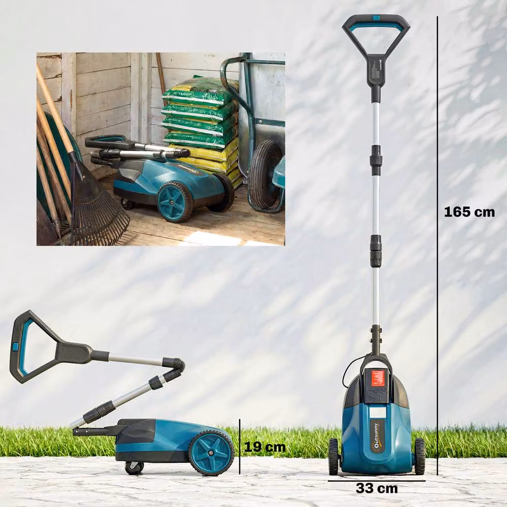 OUTSUNNY 18V Cordless Lawnmower in Blue with 2 x 4Ah Rechargeable Batteries and Charger – 3