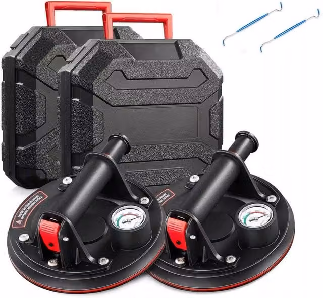 SPETLEK 2x 8 inch Black Glass Vacuum Suction Cup Pads, Width: 52 cm