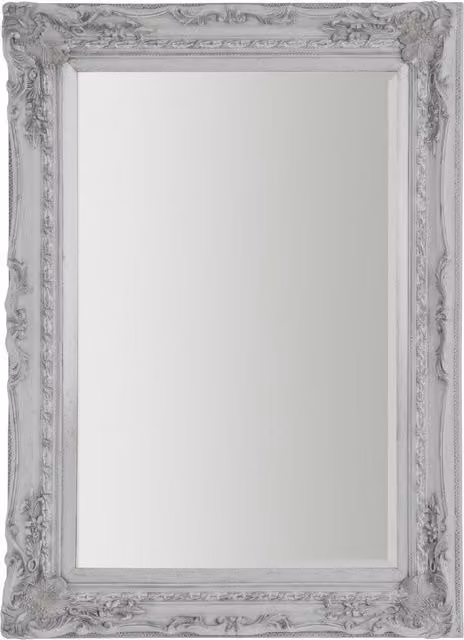 Interiors by Premier Antique Silver Rectangular Trento Wall Mirror with Black Metal Frame
