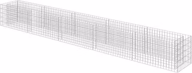 Berkfield Home Silver Galvanised Steel Stone Gabion Raised Bed, W: 450 cm, D: 50 cm, H: 50 cm