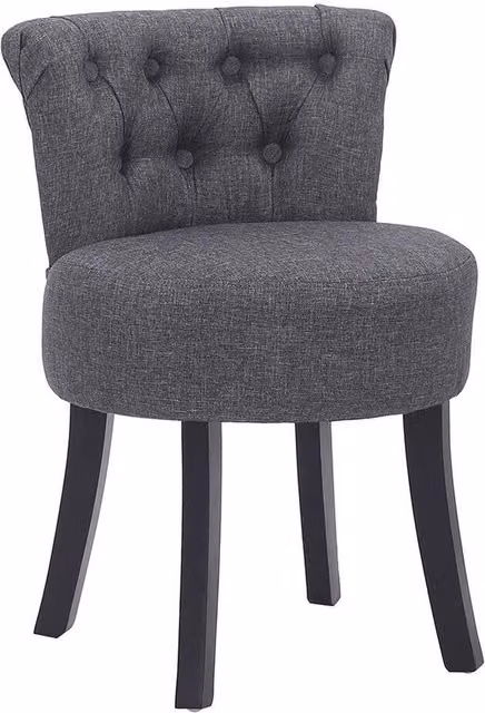 FORGEVIO Grey Velvet Fabric Dressing Table Chair with Upholstered Wood Frame – 1