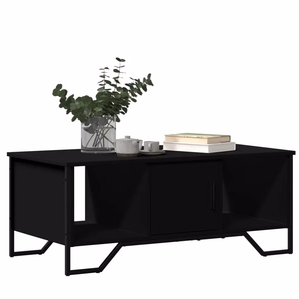 Berkfield Home Modern Rectangular Coffee Table in Black, W/D/H: 100 x 51 x 40 cm – 4