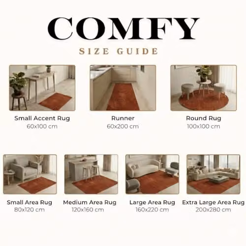 Desire Rugs Comfy Washable Non-Slip Plain Living Room Area Rug in Terracotta, W: 120 cm, L: 160 cm – 4