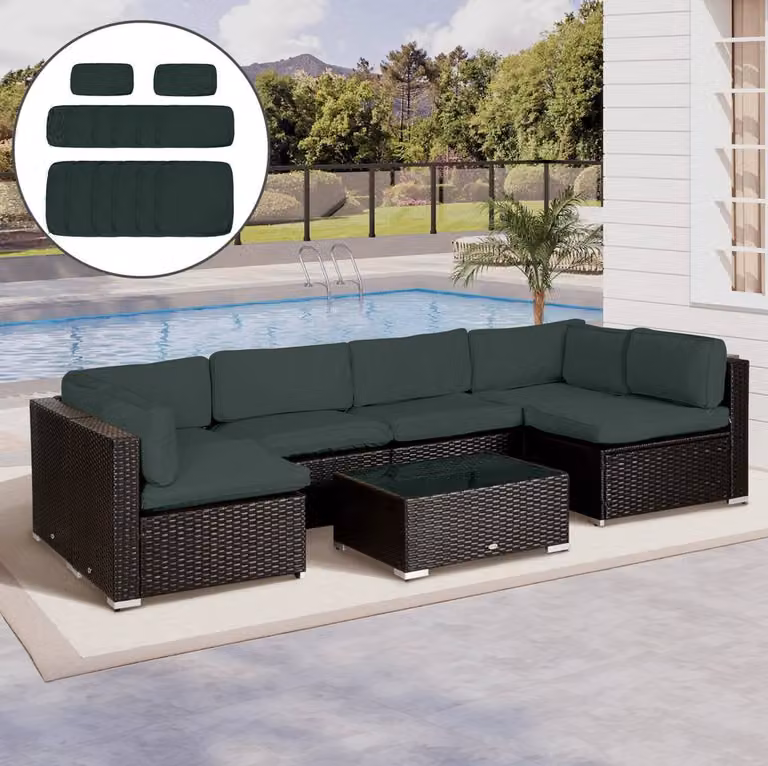 Stilvora 14 Piece Grey Polyester Cushion Cover Set for Outdoor Sofas