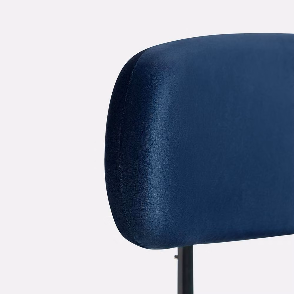 OHS Matte Velvet Accent Dining Chair with Padded Seat and Metal Legs in Navy Blue – 4