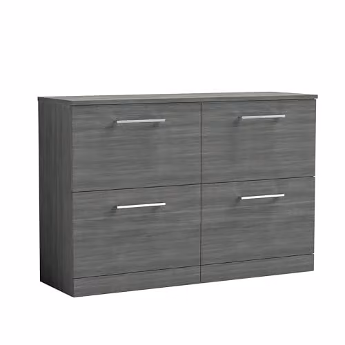 Balterley Floor Standing 4 Drawer Bathroom Vanity Unit with Worktop in Woodgrain Anthracite, W/D/H: 120.5 x 39.0 x 81.8 cm