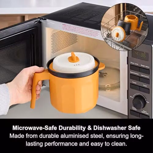 Morphy Richards Mico Microwave Saucepan with Lid, Orange, 1.2l – 4