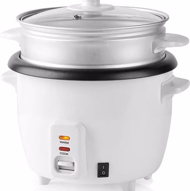 Nedis Rice Cooker and Steamer with Keep-Warm Function, 1L, White