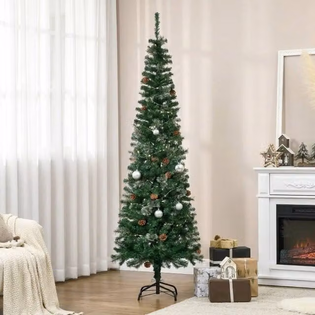 STILVORA Unlit Artificial Christmas Tree with Pine Cones, Green – 1