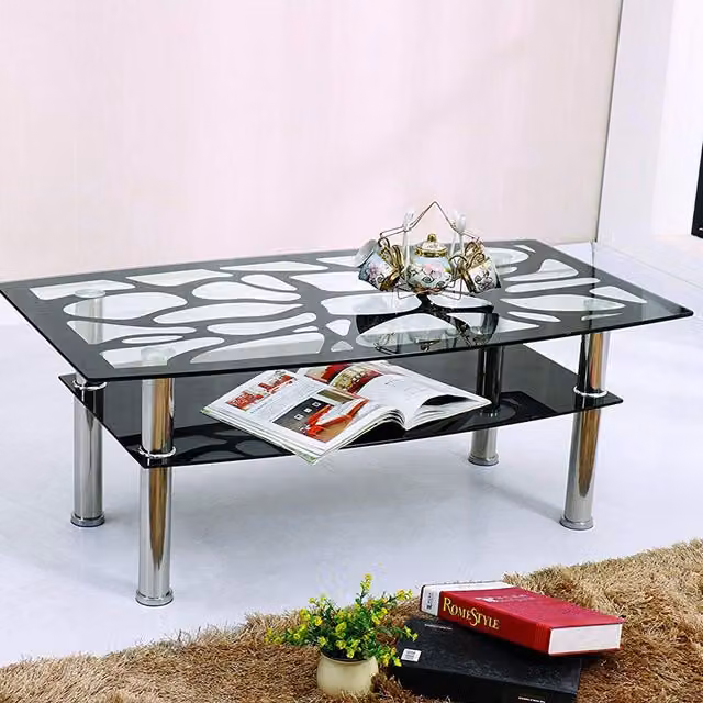 Modernique Valore Black Rectangular Glass Coffee Table W/D/H: 110 x 60 x 45 cm