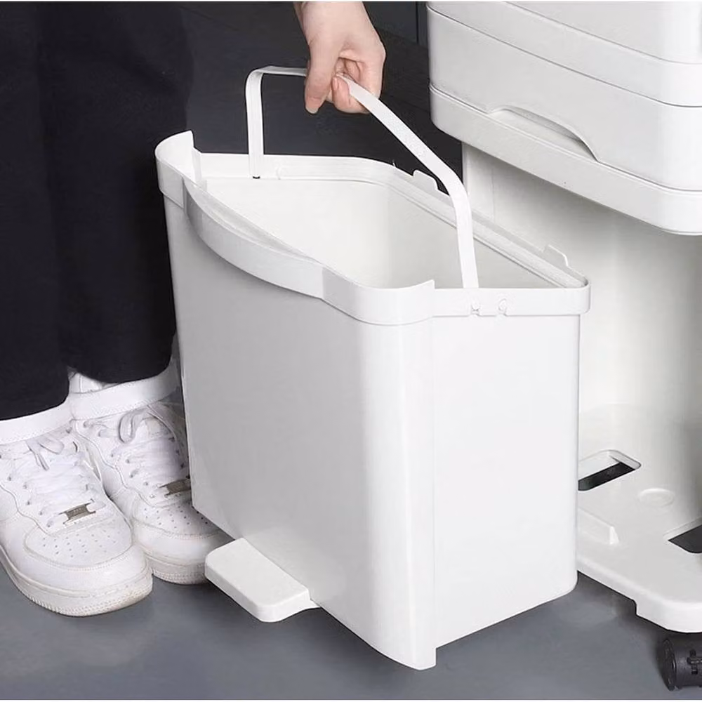 KORVIXA 42L Plastic Pedal Bin for Kitchen Recycling, White – 2
