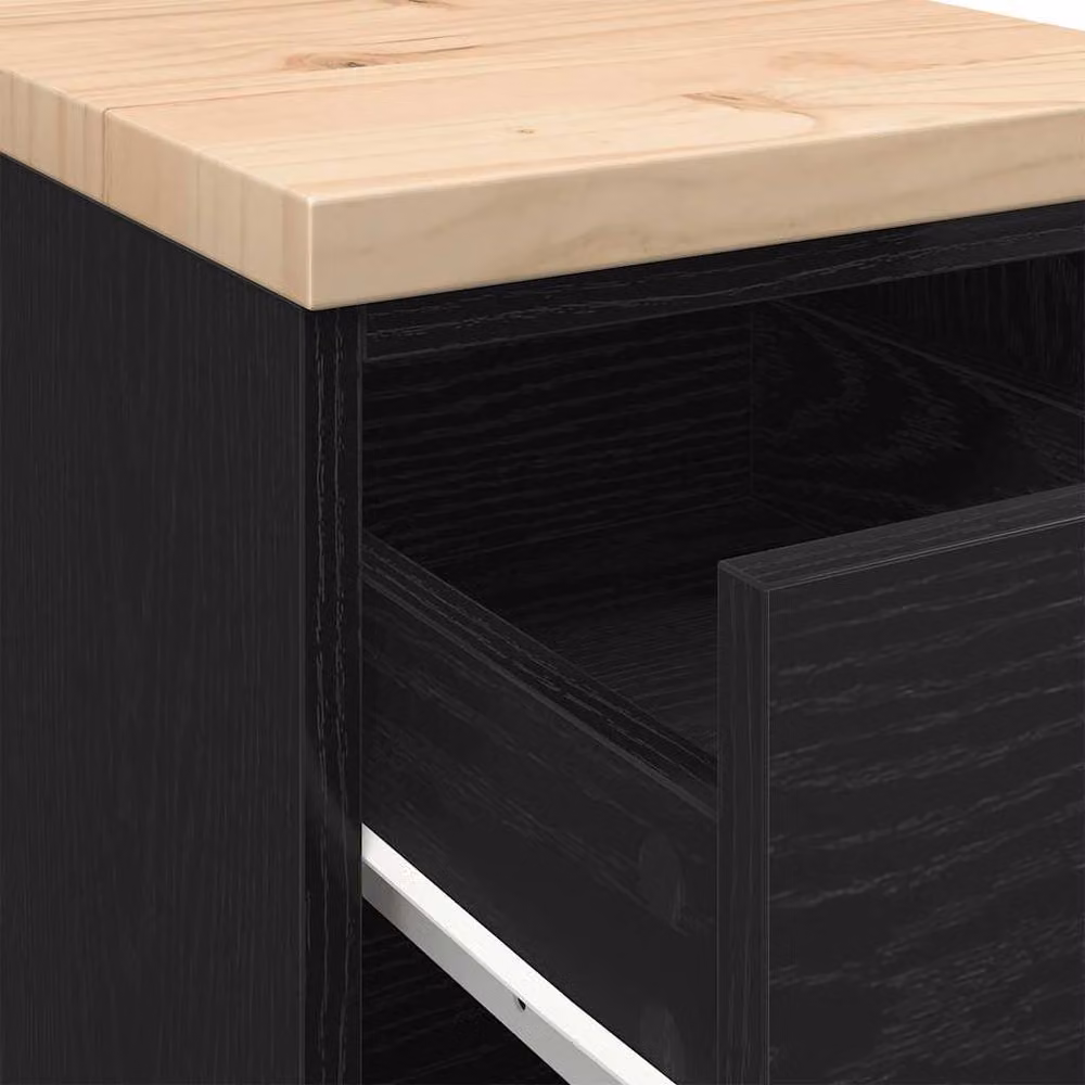 Berkfield Home Durable Garage Storage Cabinet in Black, Solid Pine Wood, W/D/H: 30 x 51 x 85 cm – 4