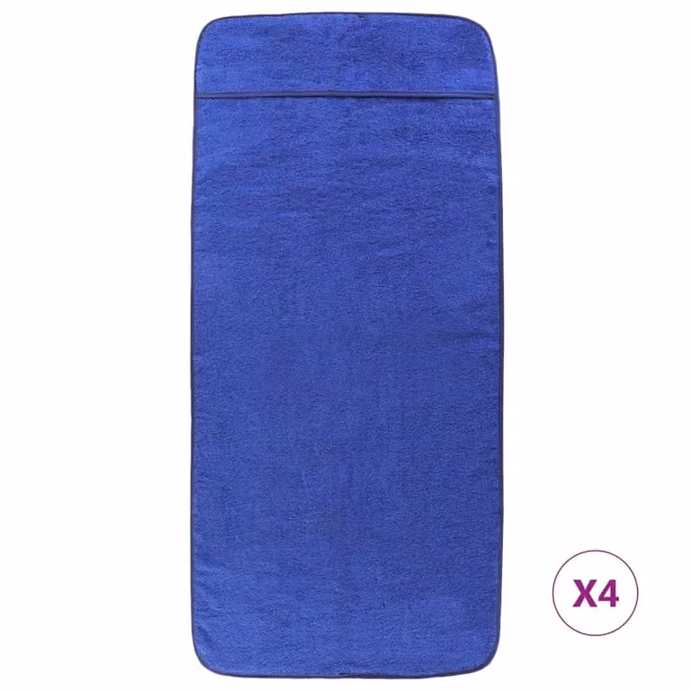 Berkfield Home 4-Piece Set of Quick-Drying Fluffy Blue Beach Towels, 400 GSM, W: 60 cm, L: 135 cm