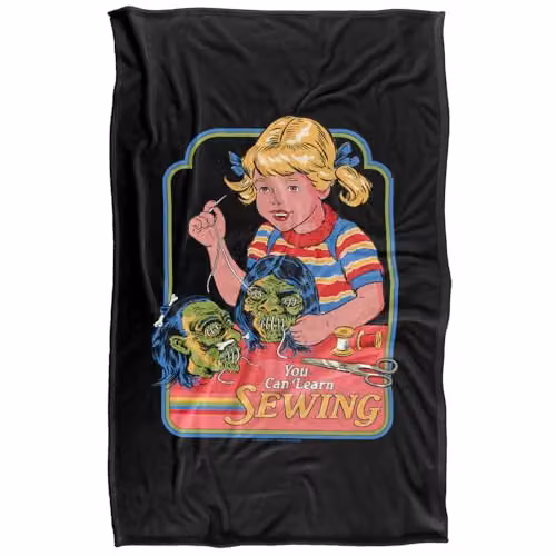 Steven Rhodes You Can Learn Sewing Multicolour Super Soft Fleece Throw Blanket W/D: 91 x 147 cm – 5