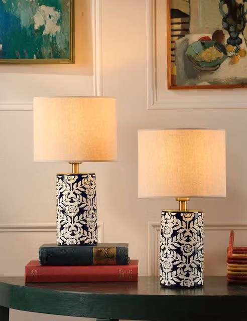 Joules Highclere Table Lamp in Blue with Ceramic and Metal Details
