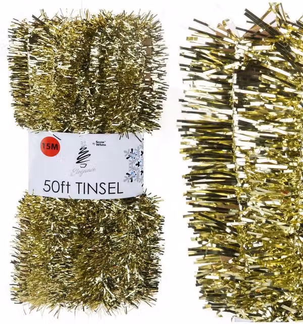VFM Christmas Tinsel Decorations in Gold, Red and Silver
