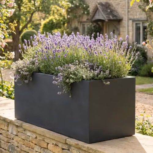 IDEALIST Large Slate Reinforced Stone Trough Planter, Anthracite Grey, 54L – 2