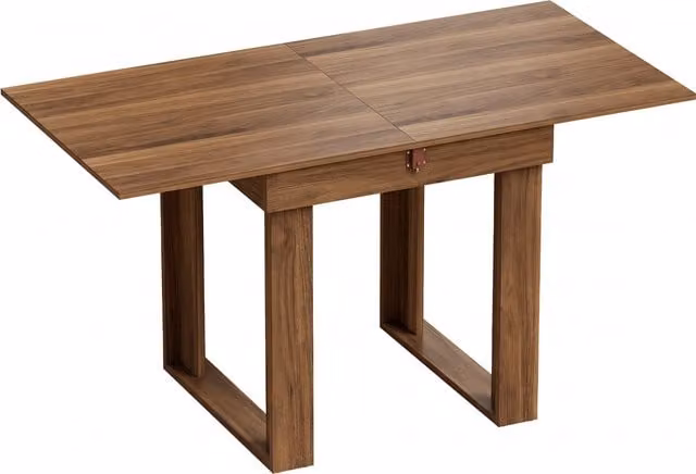 HOMCOM Extendable Folding Dining Table with Under-Table Storage in Grey Wood Effect and Steel Rail – 1